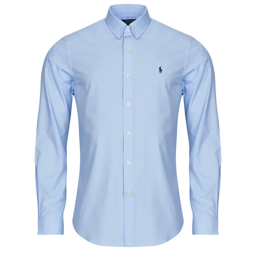 Oblačila Moški Srajce z dolgimi rokavi Polo Ralph Lauren CHEMISE AJUSTEE SLIM FIT EN POPELINE UNIE Modra / Modra