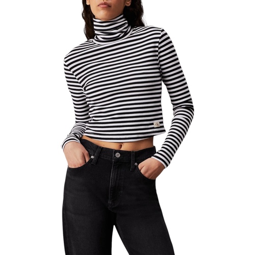 Oblačila Ženske Majice z dolgimi rokavi Calvin Klein Jeans WOVEN LABEL RIB ROLL J20J224196 Drugo