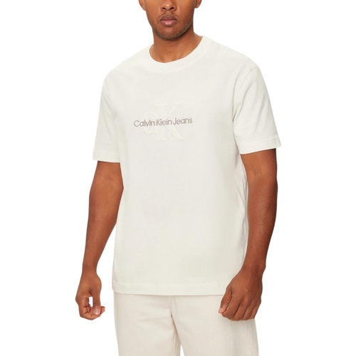 Oblačila Moški Polo majice dolgi rokavi Calvin Klein Jeans CHENILLE MONOLOGO TE J30J326158 Bež