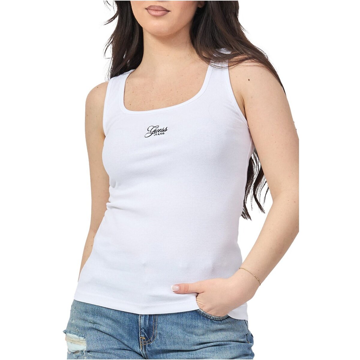Oblačila Ženske Majice & Polo majice Guess W5GP26 KA0H1 Bela