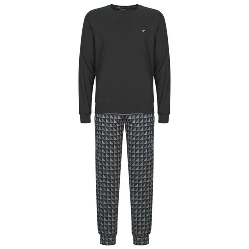 Emporio Armani PYJAMA WITH CUFFS SET AF14994 Črna / Siva