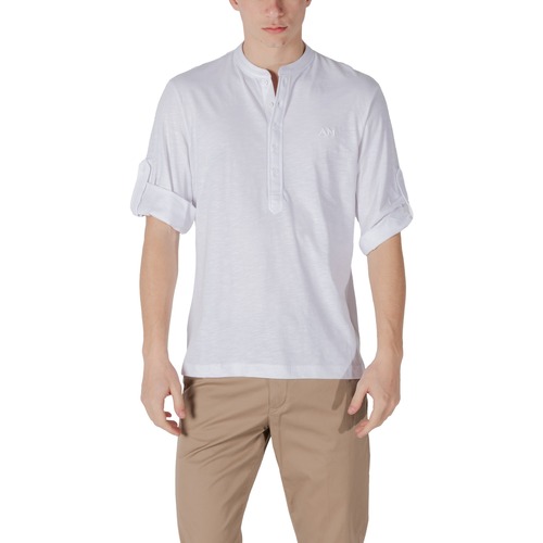 Oblačila Moški Polo majice dolgi rokavi Antony Morato REGULAR FIT WITH EMBROIDERED LOGO MMKL00334-FA100260 Bela