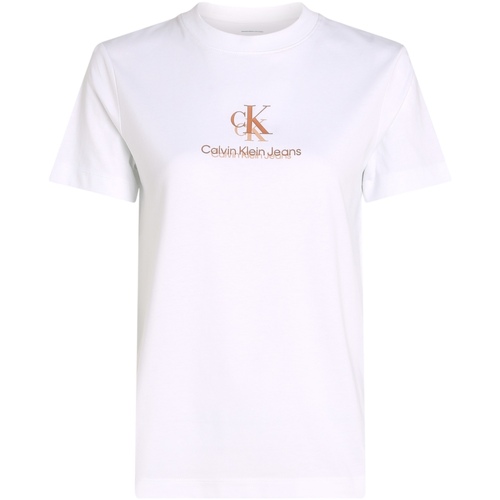 Oblačila Ženske Majice s kratkimi rokavi Calvin Klein Jeans SHADOW GRAPHIC REGULAR J20J225545 Bela