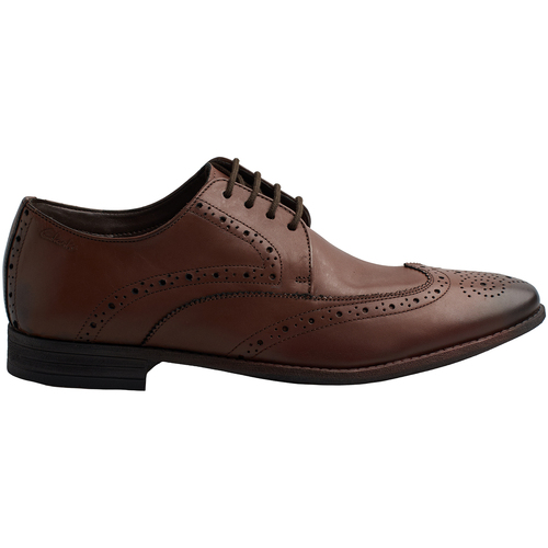 Čevlji  Moški Čevlji Derby Clarks CHART-LIMIT-BROWN LEATHER Kostanjeva