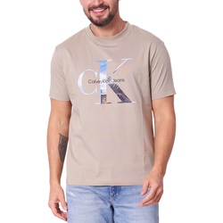 Oblačila Moški Polo majice dolgi rokavi Calvin Klein Jeans PHOTO MONOGRAM TEE J30J327483 Bež