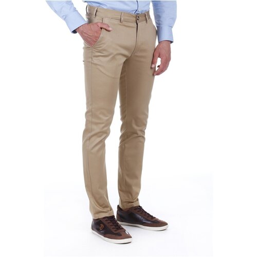 Oblačila Moški Hlače Time Of Bocha QV1PCHINO-BEIGE Bež