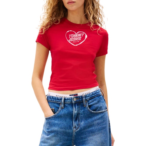 Oblačila Ženske Majice s kratkimi rokavi Tommy Hilfiger TJW SLIM SH HEART TE DW0DW21390 Rdeča