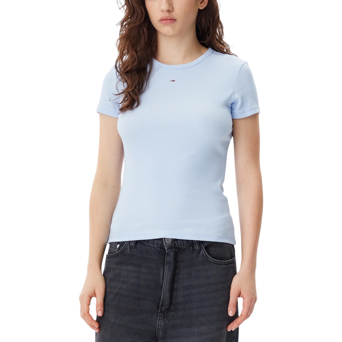 Oblačila Ženske Majice s kratkimi rokavi Tommy Hilfiger TJW SLIM ESSENTIAL DW0DW17383 Modra