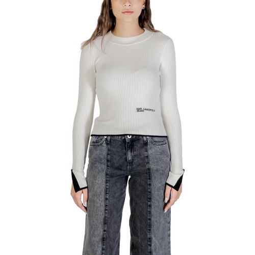 Oblačila Ženske Puloverji Karl Lagerfeld KLJ MOCK NECK SWEATER A3W18006 Bela