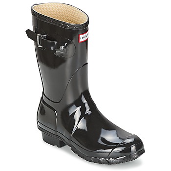 Čevlji  Ženske škornji za dež  Hunter WOMEN'S ORIGINAL SHORT GLOSS Črna